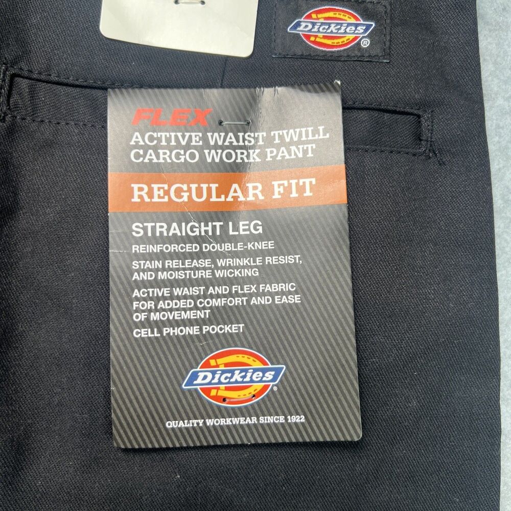 Dickies Flex Active Waist Twill Cargo Work Pant 34x34 (34x33) Black Straight Leg - Picture 13 of 15